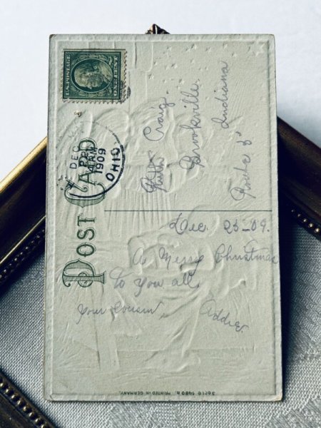 画像4: Postcard アンティークポストカード クリスマス 天使の祝福 アメリカ1909年 (4)