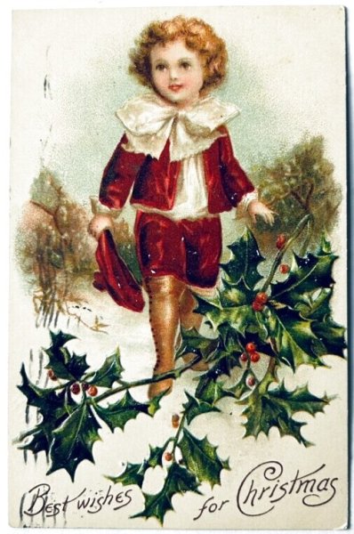 画像1: Postcard　アンティークポストカード　クリスマス　男の子　Ellen Clapsaddle  (1)