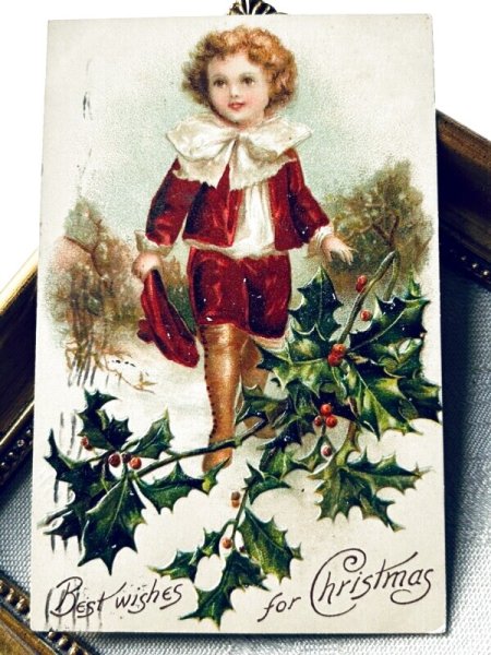 画像2: Postcard アンティークポストカード クリスマス 男の子 Ellen Clapsaddle  (2)