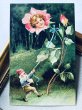 画像2: Postcard　アンティークポストカード　薔薇のお花と妖精　（未使用） (2)