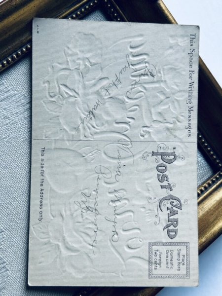 画像4: Postcard アンティークポストカード バレンタイン 天使と白鳩と薔薇のお花  (4)