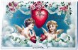 画像1: Postcard　アンティークポストカード　バレンタイン　天使　キューピッド　薔薇のお花 (1)