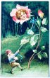 画像1: Postcard　アンティークポストカード　薔薇のお花と妖精　（未使用） (1)