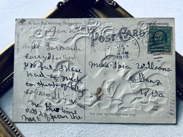 画像4: Postcard アンティークポストカード バレンタイン 天使 キューピッド 薔薇のお花 (4)