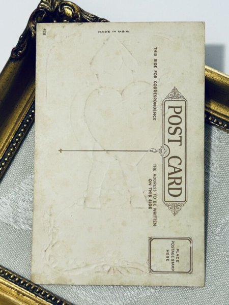 画像3: Postcard アンティークポストカード バレンタイン ハートのサンドイッチマン(未使用) (3)
