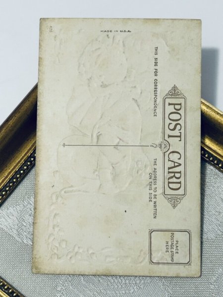 画像4: Postcard アンティークポストカード バレンタイン 小さな恋人たち バッグハグ(未使用) (4)