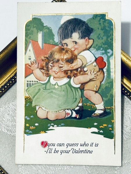 画像2: Postcard アンティークポストカード バレンタイン 小さな恋人たち(未使用) (2)
