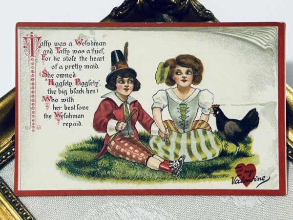 画像2: Postcard アンティークポストカード バレンタイン マザーグース イギリス童謡 Taffy was a Welshman / Tuck’s "Little Nursery Lovers" Series (未使用) (2)