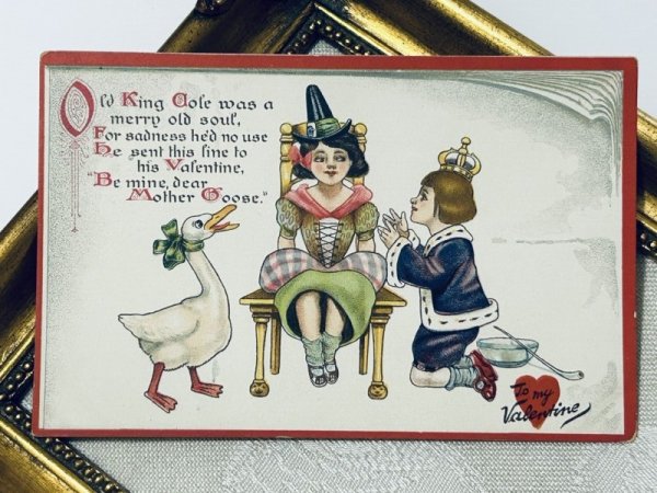 画像2: Postcard アンティークポストカード バレンタイン マザーグース イギリス童謡 Old King Cole / Tuck’s "Little Nursery Lovers" Series (未使用) (2)