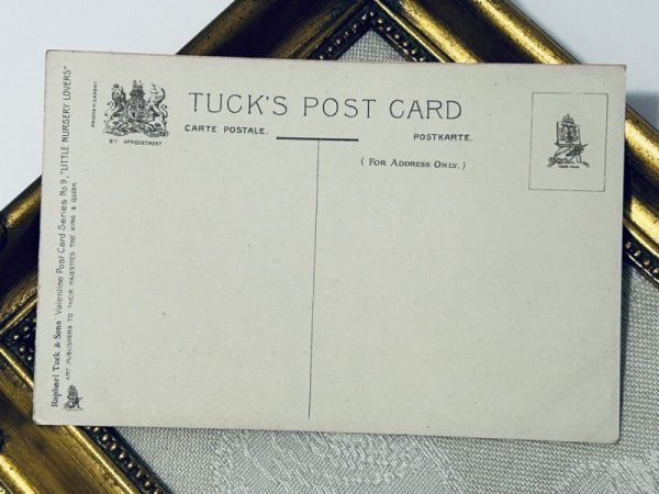 画像3: Postcard アンティークポストカード バレンタイン イギリス童謡 マザーグース マフェットちゃん 子豚 Miss Muffett / Tuck’s "Little Nursery Lovers" Series (未使用) (3)