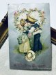 画像2: Postcard　アンティークポストカード　バレンタイン　キスをする恋人たち　セーラー服　アメリカ1909年 (2)