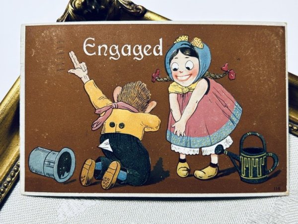 画像2: Postcard アンティークポストカード Engaged 婚約 男の子と女の子 (2)