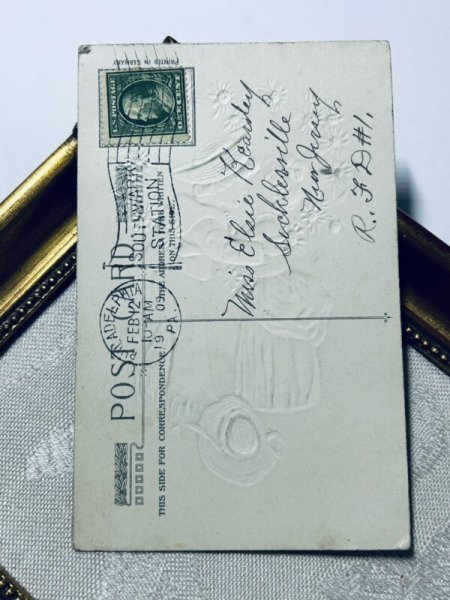 画像4: Postcard アンティークポストカード バレンタイン キスをする恋人たち セーラー服 アメリカ1909年 (4)