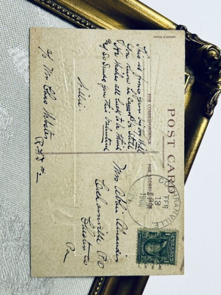 画像3: Postcard アンティークポストカード バレンタイン ハートリースを持つ男の子 中世 Ellen Clapsaddle アメリカ1908年 (3)