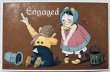 画像1: Postcard　アンティークポストカード　Engaged 婚約　男の子と女の子 (1)