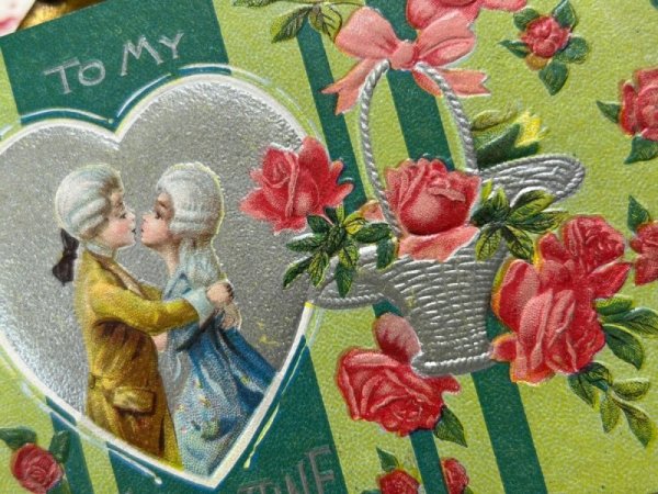 画像3: Postcard アンティークポストカード バレンタイン キスをする恋人たち 中世  (3)