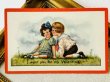 画像2: Postcard　アンティークポストカード　バレンタイン　女の子のキスをする男の子 (2)