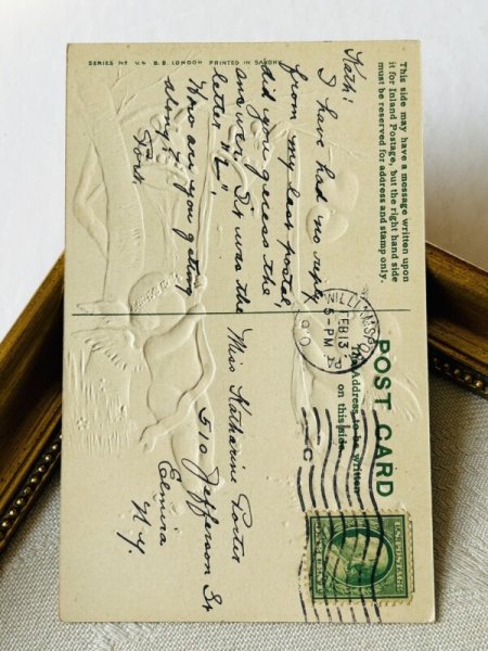 画像3: Postcard  アンティークポストカード バレンタイン ウエディングベルをならす天使たち (3)