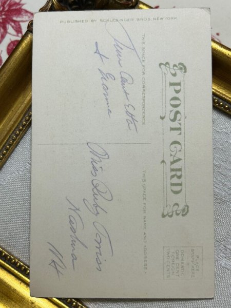 画像3: Postcard アンティークポストカード バレンタイン 大きなハートと手紙を運ぶ天使 キューピッド アメリカ (3)