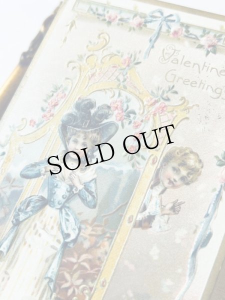 画像3: Postcard  アンティークポストカード　バレンタイン　羽帽子の女の子　 (3)