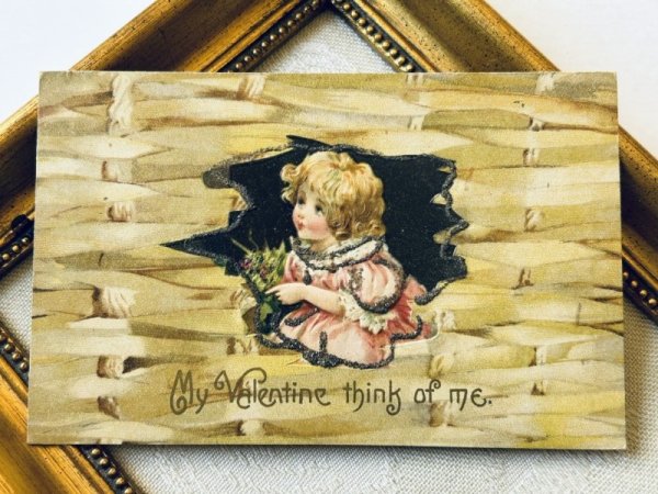 画像2: Postcard  アンティークポストカード　バレンタイン　女の子　Francis Brundage　 (2)