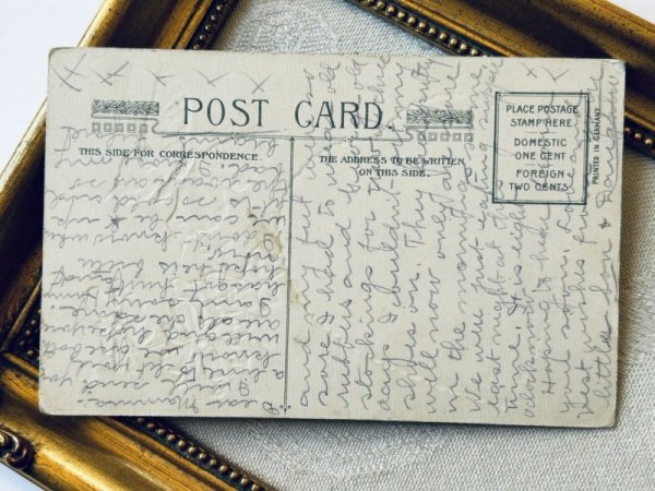 画像4: Postcard  アンティークポストカード　バレンタイン 女性の手を取る男性　蝶々　1909年 (4)