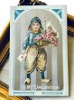 画像2: Postcard  アンティークポストカード　バレンタイン　オランダの男の子　船と薔薇のお花　木靴 (2)