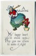 画像1: ▼SALE 500▼Postcard  アンティークポストカード　バレンタイン　ハートを盗み走るオランダの女の子　チューリップ (1)