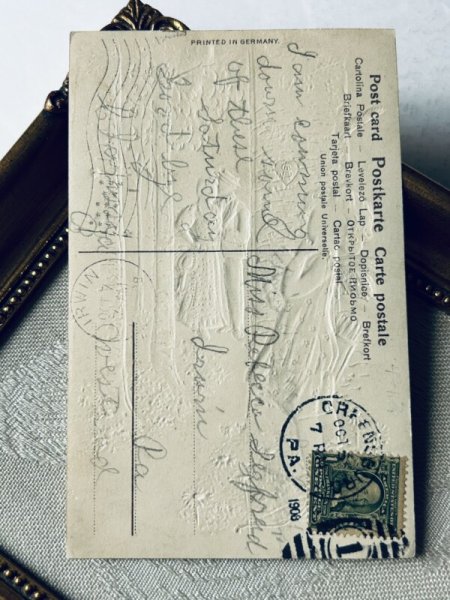 画像4: Postcard  アンティークポストカード 二人を見守るキューピッド天使  (4)