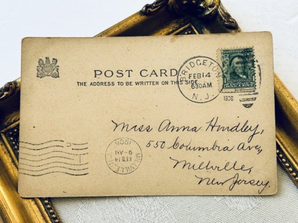 画像3: Postcard  アンティークポストカード　バレンタイン　豚に乗ってキスをするオランダの子ども　ティーカップ (3)