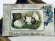 画像2: Postcard　アンティークポストカード　イースター 　ウサギさんとお花　キキョウ　リンドウ　忘れな草　Ellen Clapsaddle (2)