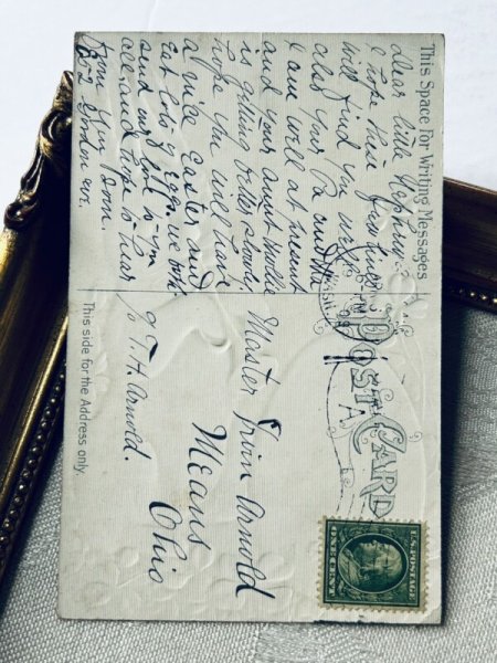 画像4: Postcard アンティークポストカード イースター  トランペットをふくウサギさん 卵 四つ葉クローバー Ellen Clapsaddle (4)