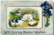 画像1: Postcard　アンティークポストカード　イースター 　ウサギさんとお花　スミレ　Ellen Clapsaddle (1)