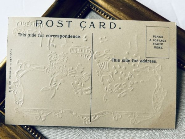 画像4: Postcard アンティークポストカード イースター  ベンチに座る子ウサギたち イースターエッグ アコーディオン (未使用) (4)