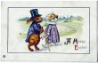 画像1: Postcard　アンティークポストカード　イースター 　教会へ向かうウサギの家族　親子　1922年 (1)