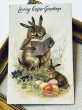 画像2: Postcard　アンティークポストカード　イースター 　本を読み聞かせるウサギさん　卵　スミレのお花　1908年 (2)