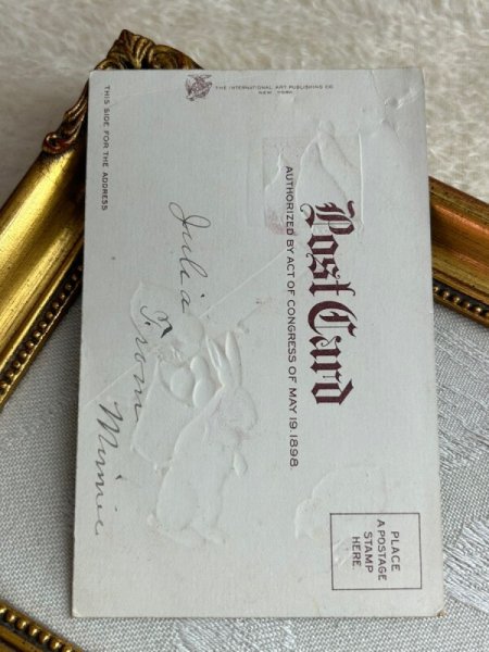 画像4: Postcard アンティークポストカード イースター  卵を持ち出すウサギ ヒヨコ ニワトリ  (4)