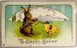 画像1: Postcard　アンティークポストカード　イースター 　ウサギとヒヨコの軍人さん　ラッパ　アメリカ1917年 (1)