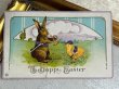 画像2: Postcard　アンティークポストカード　イースター 　ウサギとヒヨコの軍人さん　ラッパ　アメリカ1917年 (2)