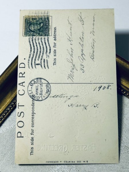 画像3: Postcard アンティークポストカード イースター  卵を運ぶウサギさん ヒヨコ  (3)