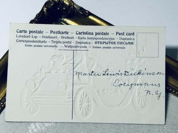 画像3: Postcard アンティークポストカード イースター  自動車で大きな卵を運ぶウサギさん (3)