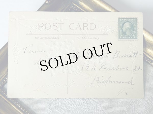 画像4: Postcard アンティークポストカード イースター  ウサギとヒヨコとスズランのお花 リボン (4)