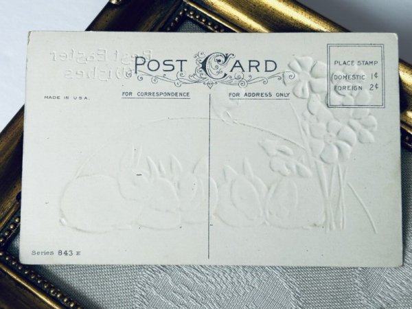 画像3: Postcard アンティークポストカード イースター  ウサギとお花 (未使用) (3)