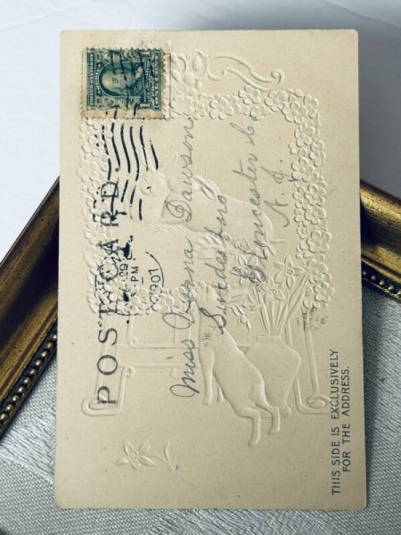 画像5: Postcard アンティークポストカード イースター  ウサギの絵を見つめるうさぎさん 【2枚セット】 (5)