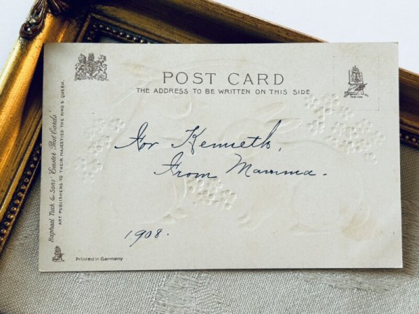 画像3: Postcard アンティークポストカード イースター  ウサギさんと忘れな草のお花 1908年 (3)