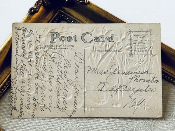 画像4: Postcard アンティークポストカード イースター  ウサギとヒヨコとラッパスイセンのお花 (4)