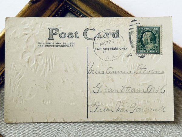 画像5: Postcard アンティークポストカード イースター  白ウサギの家族 親子 スミレ (5)