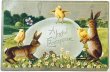画像1: Postcard　アンティークポストカード　イースター 　ウサギとヒヨコと大きな卵 (1)