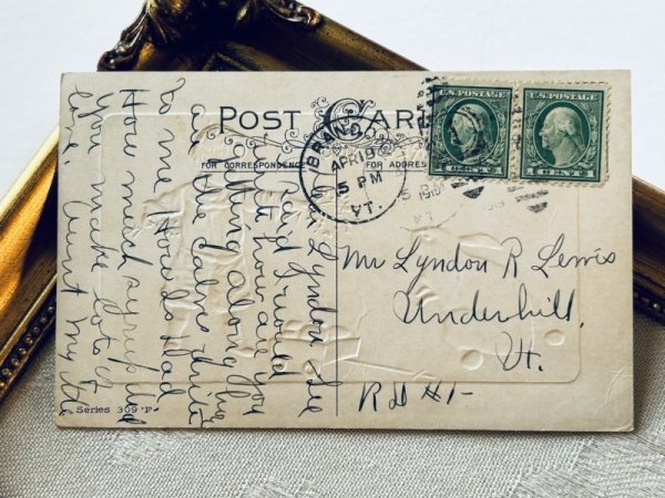 画像3: Postcard アンティークポストカード イースター  ウサギさんと男の子 卵のカート (3)