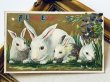 画像2: Postcard　アンティークポストカード　イースター 　白ウサギの家族　親子　スミレ (2)